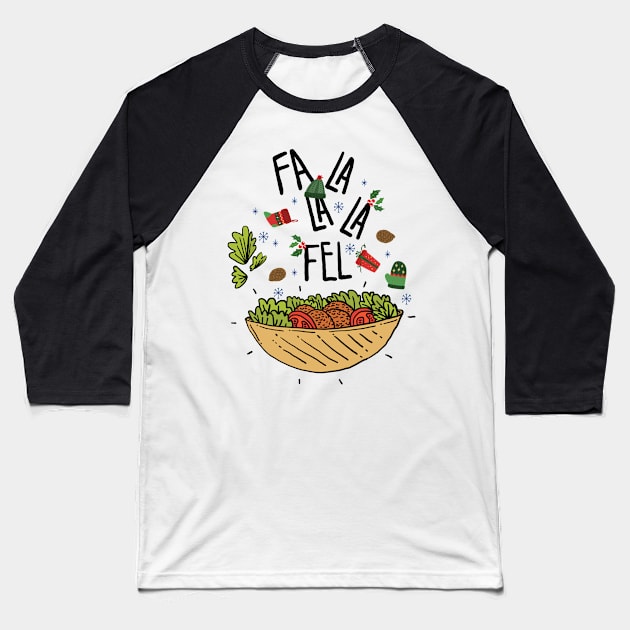 Vegan Christmas Men Women Vegetarian Falafel Ugly Christmas Baseball T-Shirt by KsuAnn